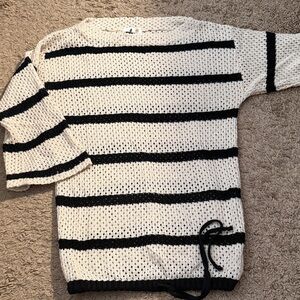 Vintage 1980’s Ami Striped Tie Bottom Sweater. Womens Size XS/S, 6-7 Petite.